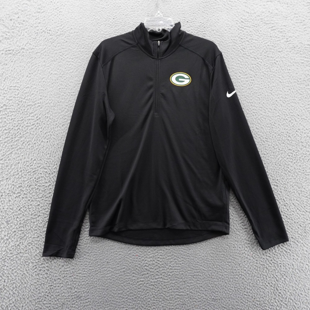 Nike Green Bay Packers Mens Size Medium Dri Fit 1/4 Zip Pullover Black NFL NEW